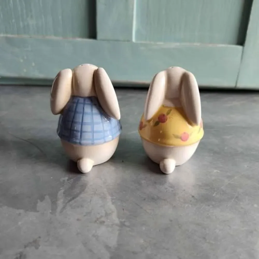 Easter Bunny Salt & Pepper Shakers Set Pastel Spring Summer